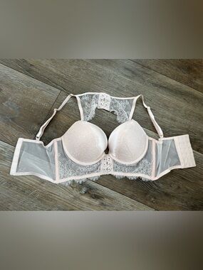 Women’s Lace Trim Light Pink Push-Up Bra 34B